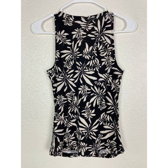 INC International Concepts Top Blouse Black and White Ruched Sleeveless Small - Picture 3 of 13